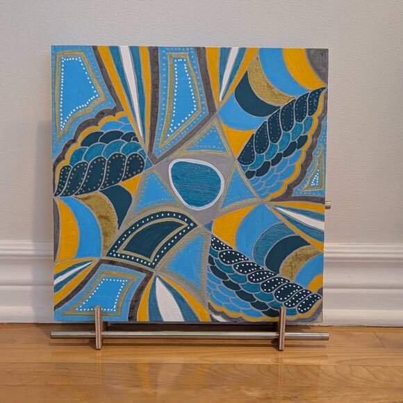 Fractured Garden – Original 11.75" x 11.75 x .75" Abstract Painting on W - Picture 1 of 6